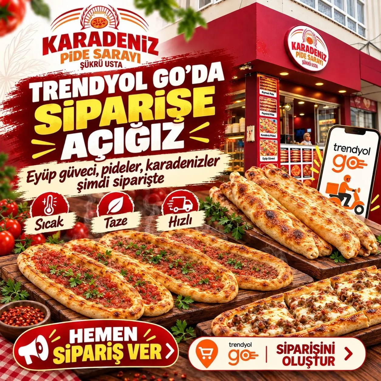 Afiş: Karadeniz Pide Sarayı Trendyol Go’da siparişe açık